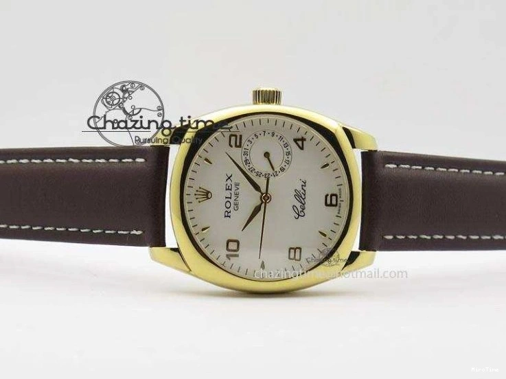 MiroTime 0328 Cellini Date YG White Numeral Dial On Brown Leather Strap A Affordable 3883